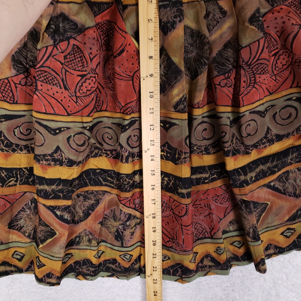 Justin B Jones Vintage Skirt Womens Large Midi Rayon Southwestern Tribal Pleated - Picture 4 of 8
